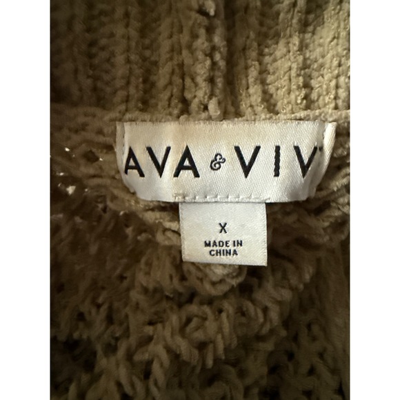 Womens Open Front Knit Cardigan Light Khaki Textured Pockets Long Sleeve XL - Picture 9 of 9